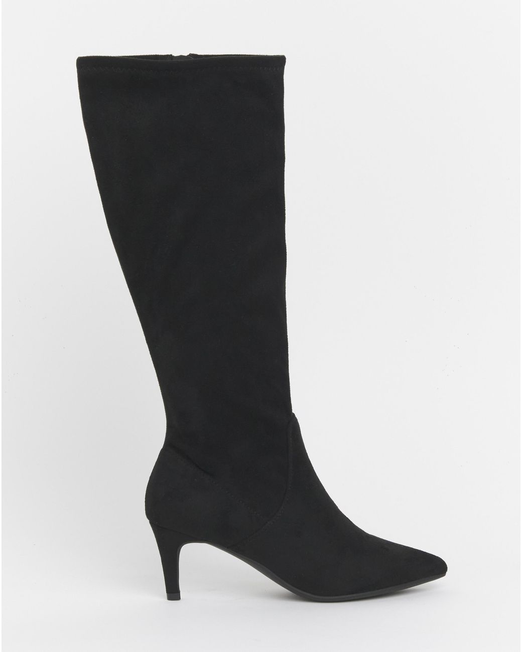 JD Williams White Kitten Heel Knee High Sock Boot E C