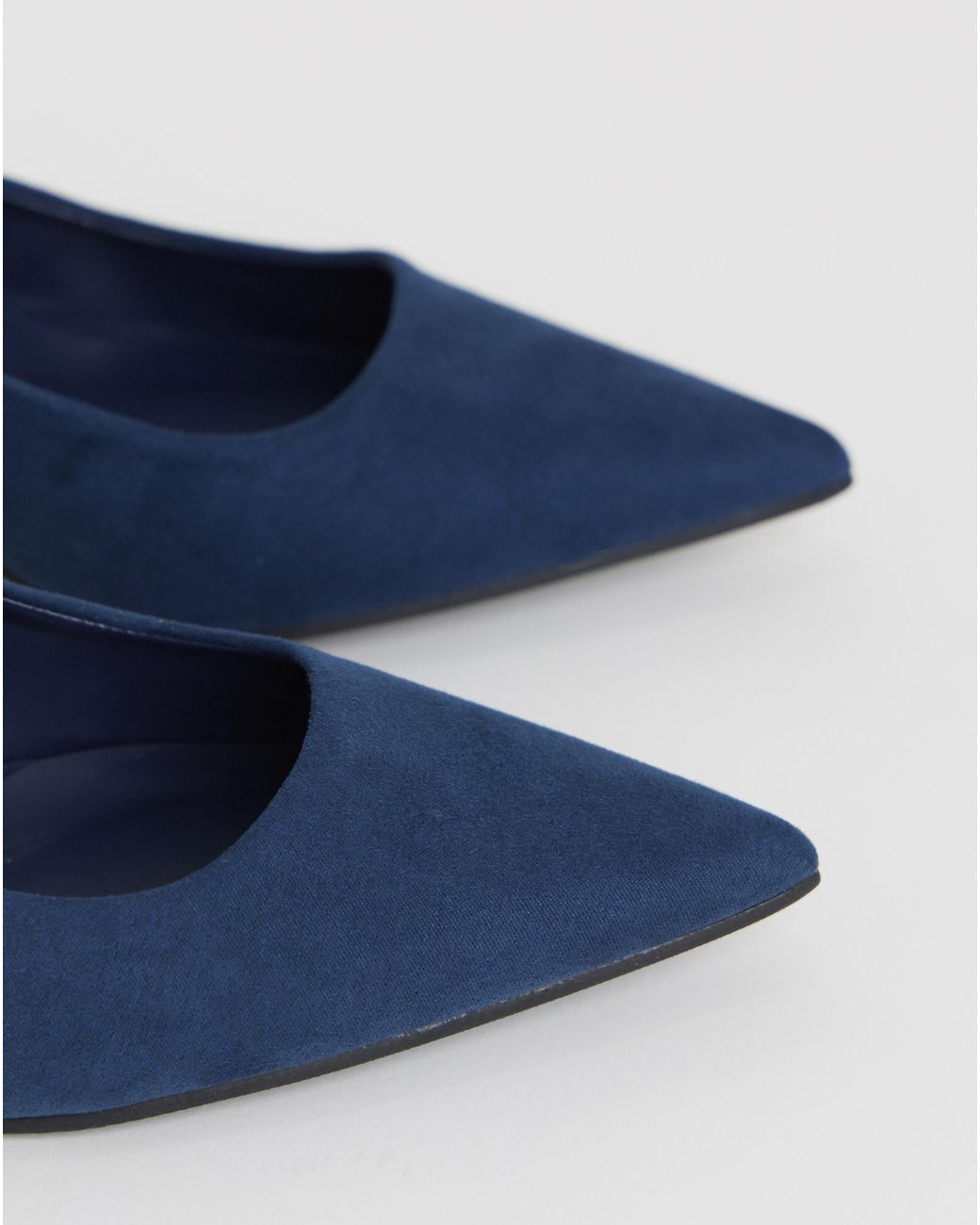 Heavenly Soles Blue Pointed Toe Kitten Heel Shoe Ex Wide