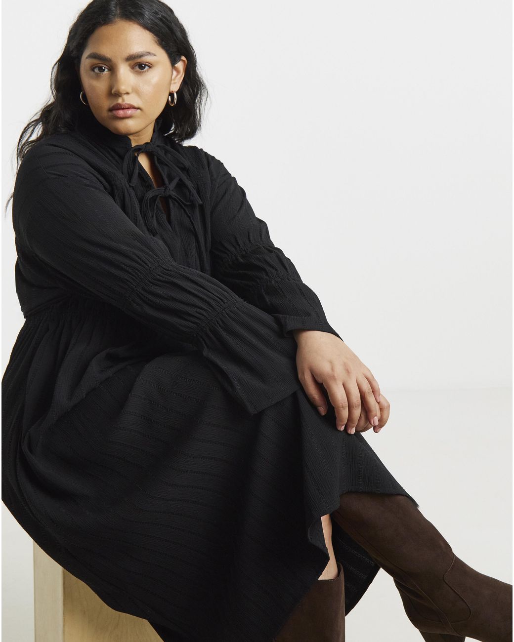 Native Youth Black Tiered Midaxi Dress