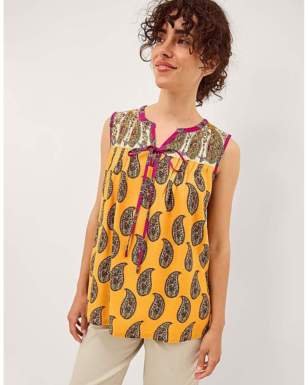 Monsoon Natural Magdalena Sleeveless Paisley Top