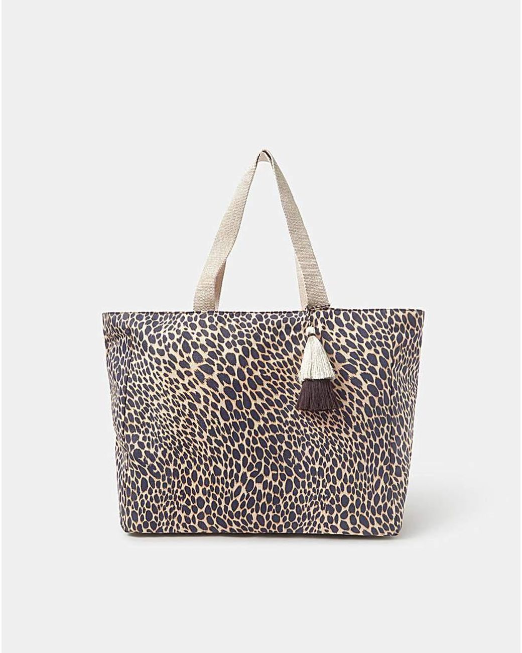 Accessorize Gray Leopard Print Beach Tote Bag