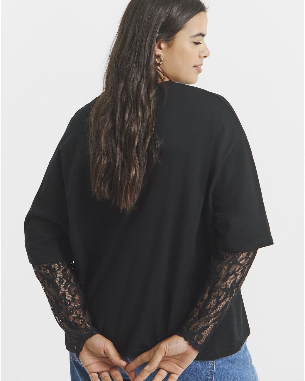 Simply Be Blue 1 Jersey T-Shirt With Lace