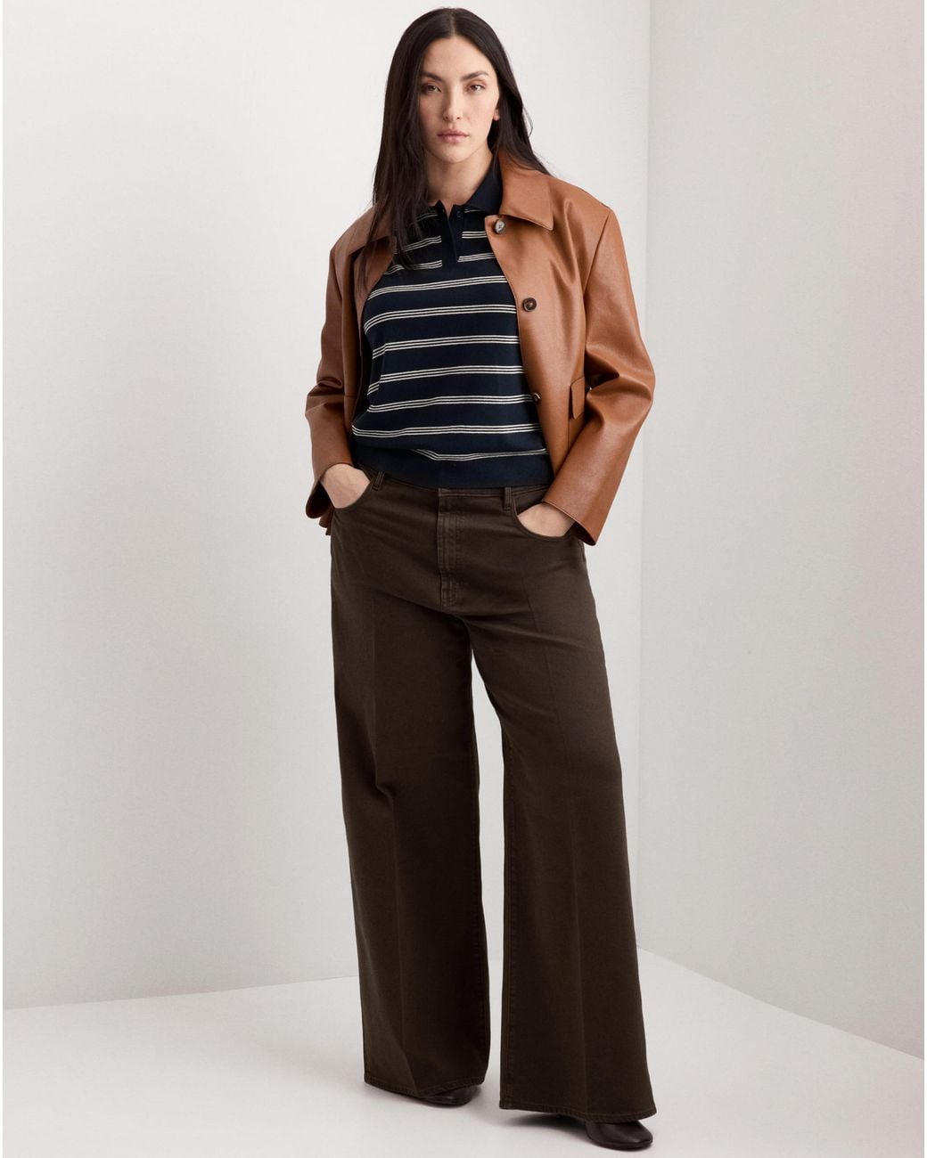 Mango Brown Wide Leg Jean