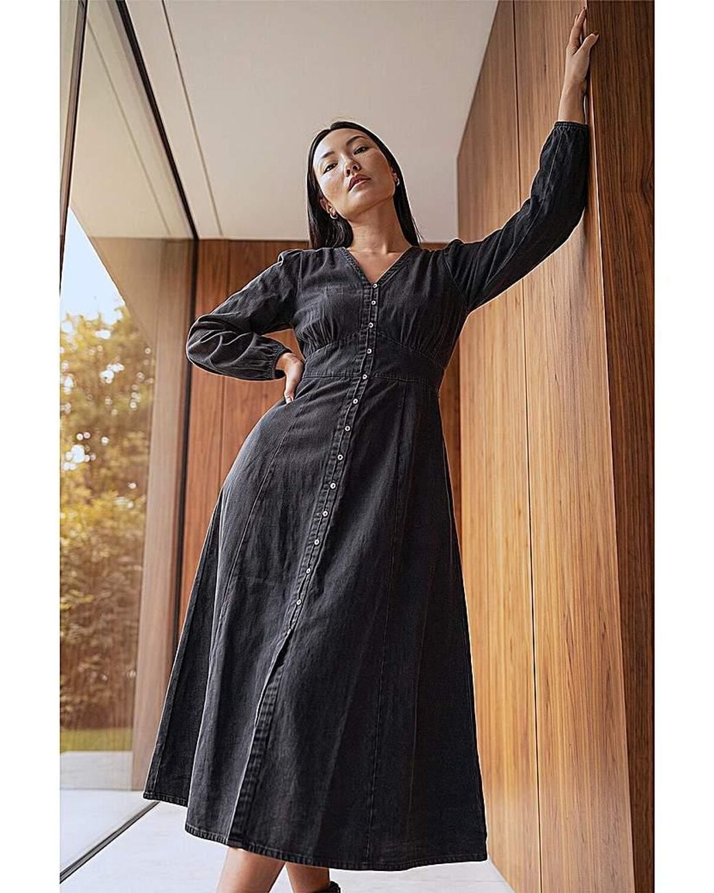 Roman Black Roman Button Through Midi Dress