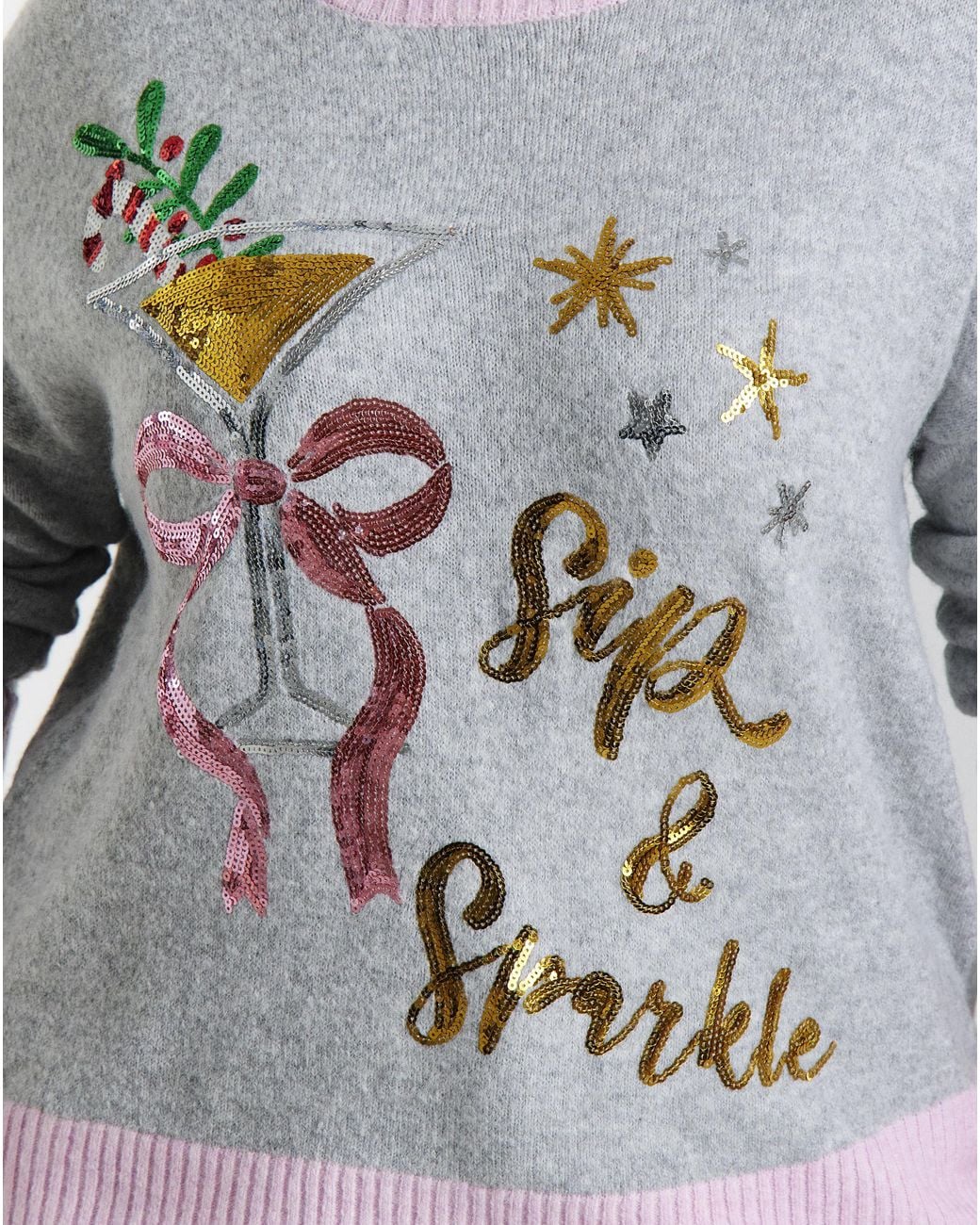 Simply Be Gray Sip & Sparkle Christmas Jumper