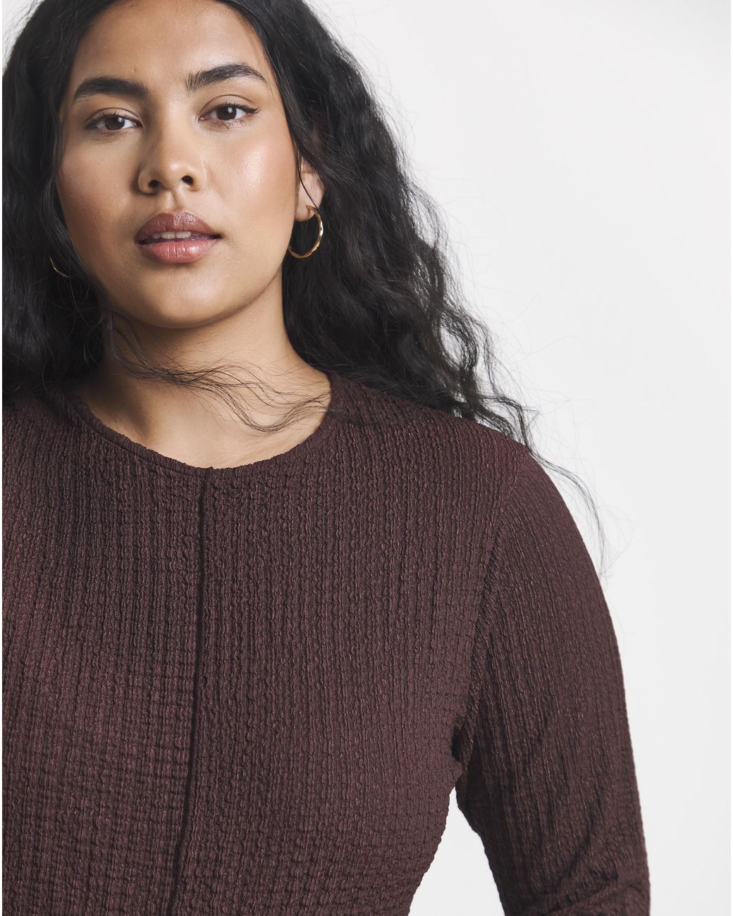 Simply Be Purple Crew Neck Ls Seam Top