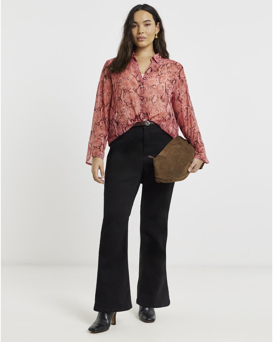 Simply Be Red Crinkle Georgette Blouse