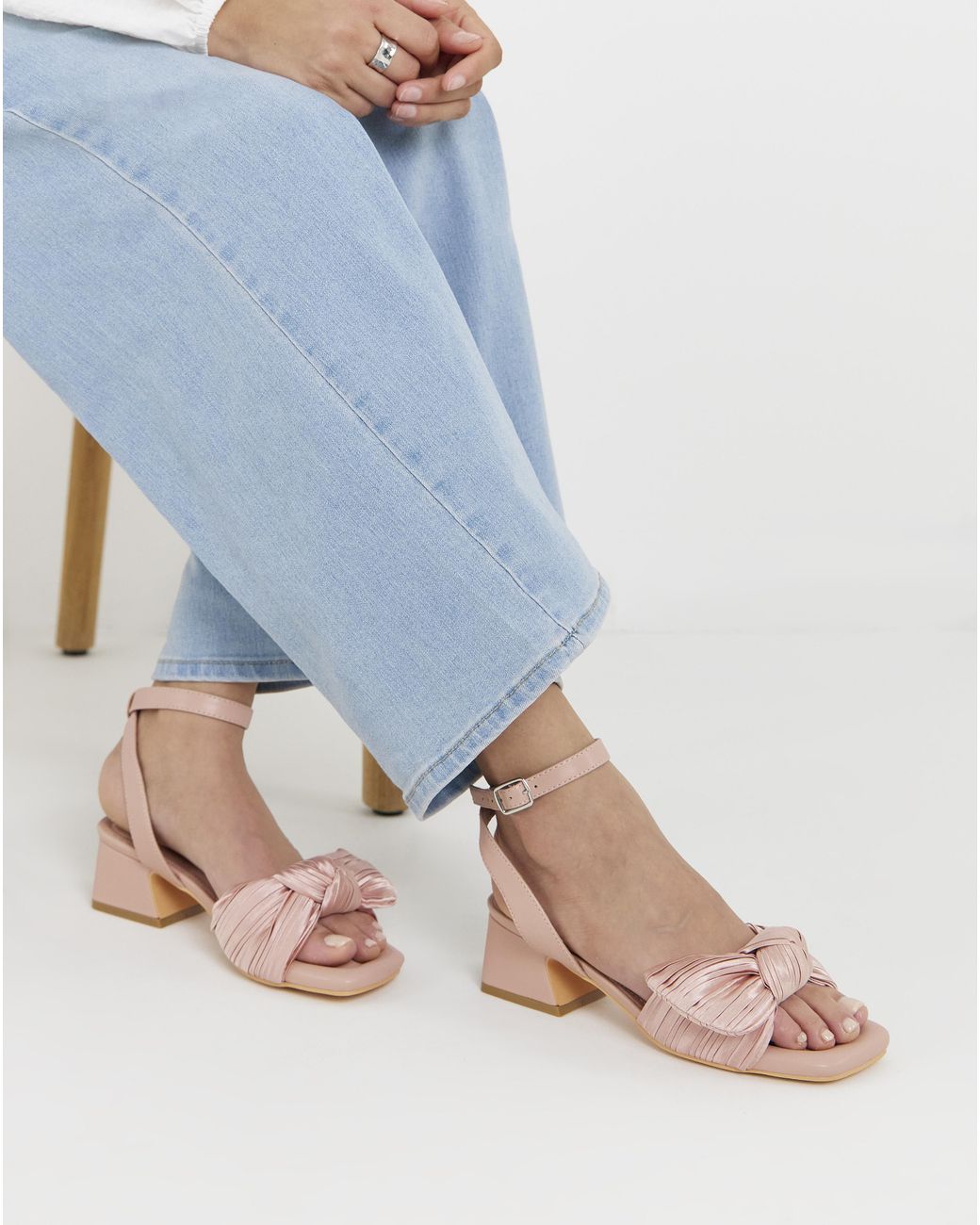 Simply Be Blue Side Bow Heels Wide Fit