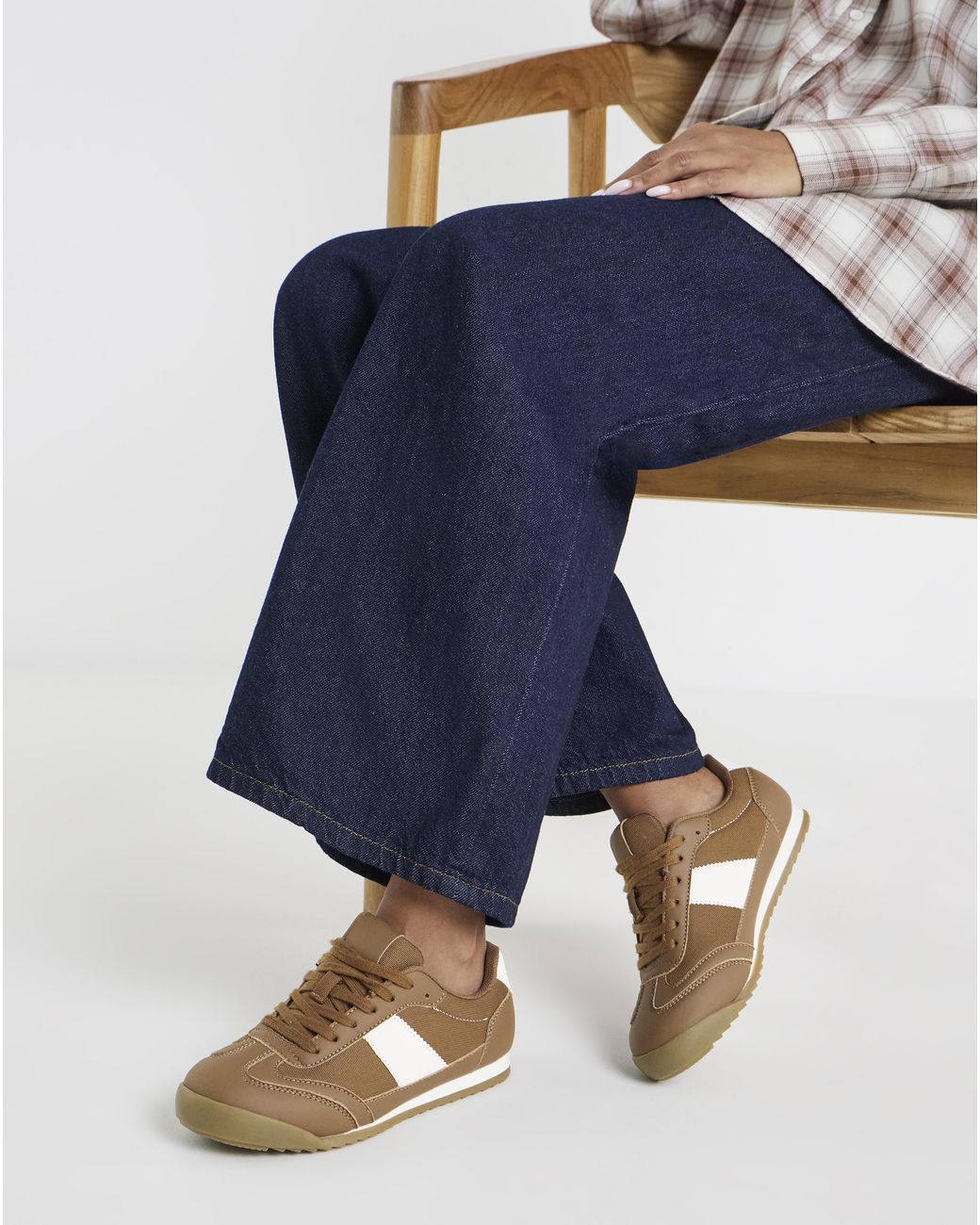 Simply Be Blue Classic Retro Trainer Wide
