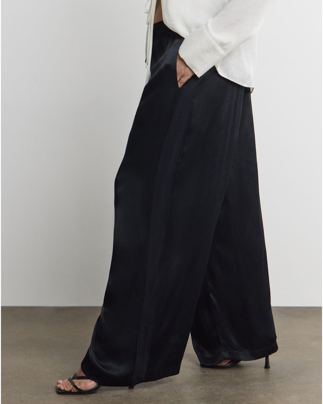 Joanna Hope Black Hammered Satin Trousers