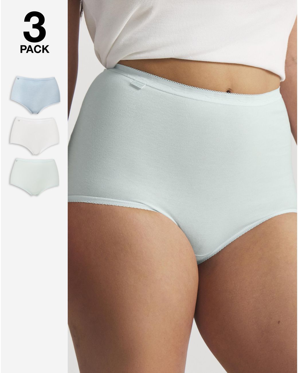 Sloggi Gray 3Pk Basic Maxi Briefs Mint Multi