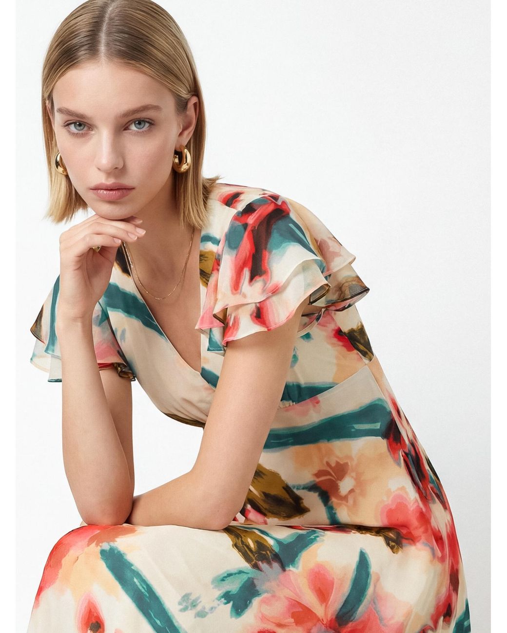 Lovedrobe White Floral Print Midaxi Dress