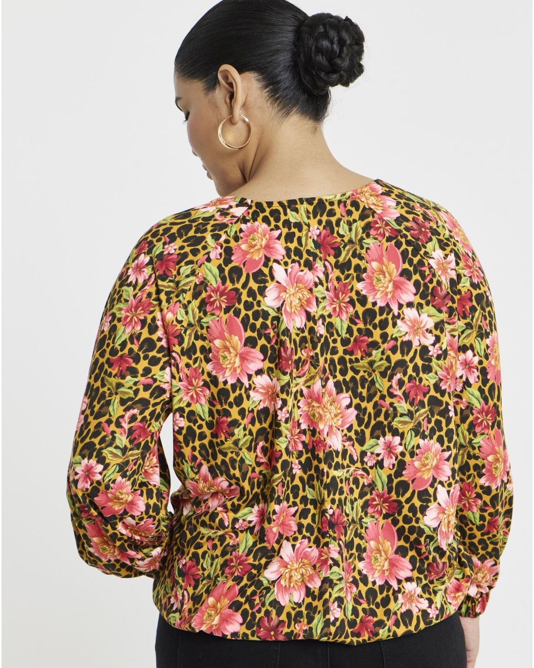 Simply Be Multicolor V-Neck Print Ls Bubble
