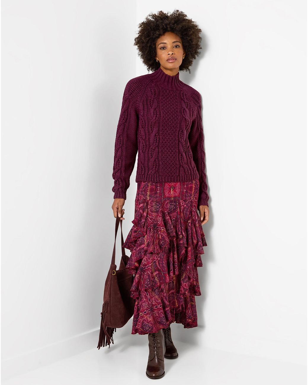 Joe Browns Purple Freya Cable Knit Jumper