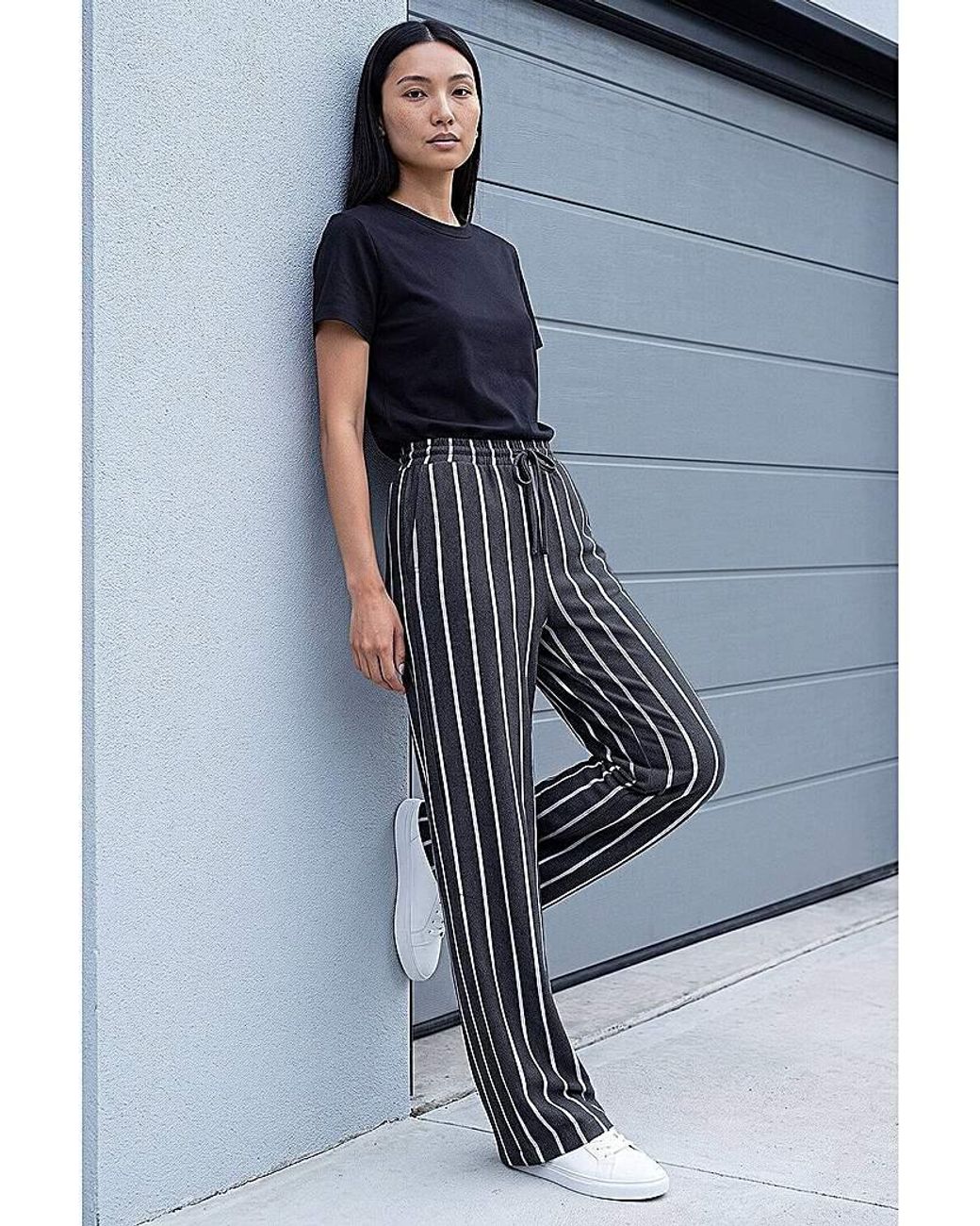 Roman Blue Roman Stripe Drawstring Stretch Trouser