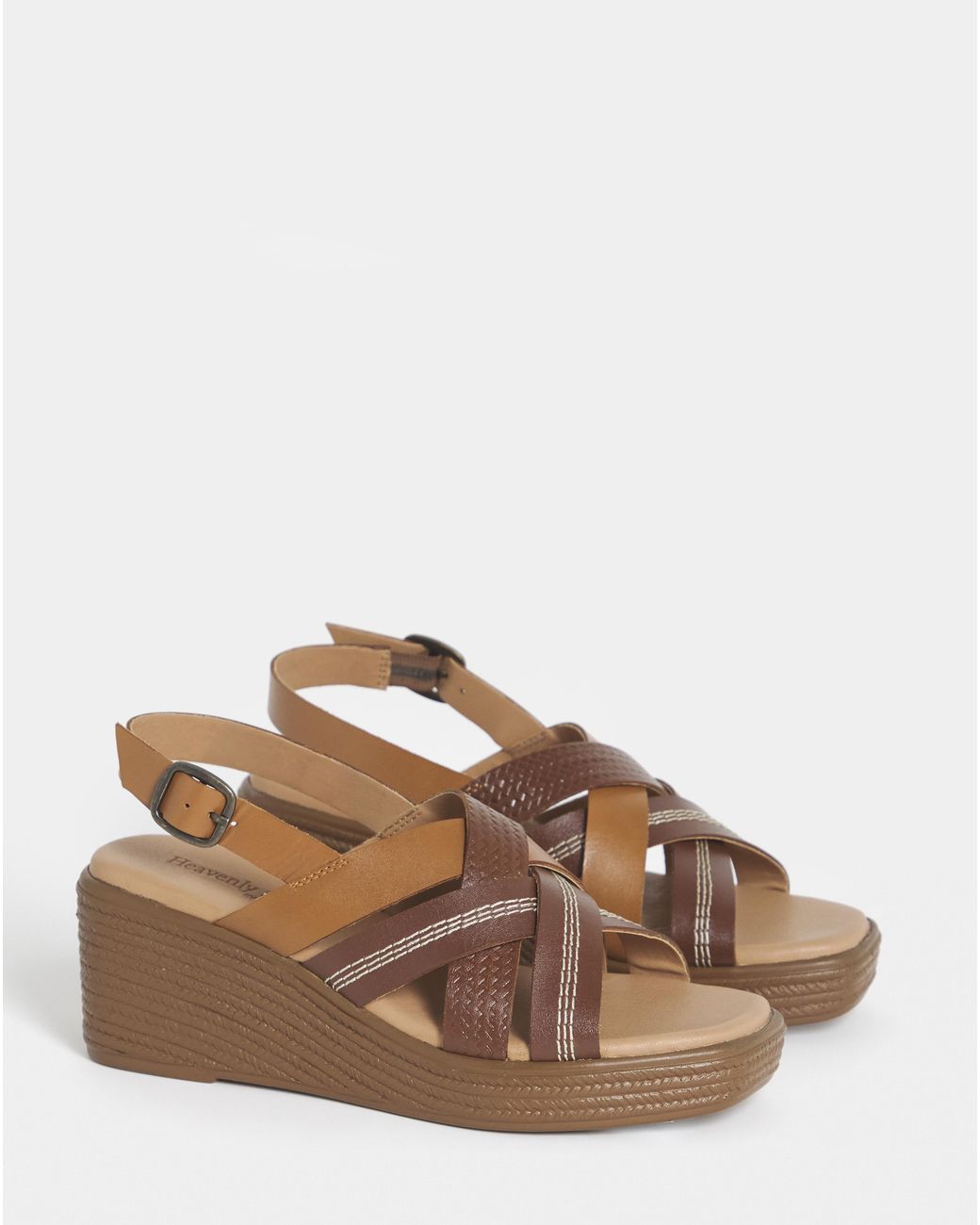 Heavenly Soles Natural Crossover Wedge Sandal Wide
