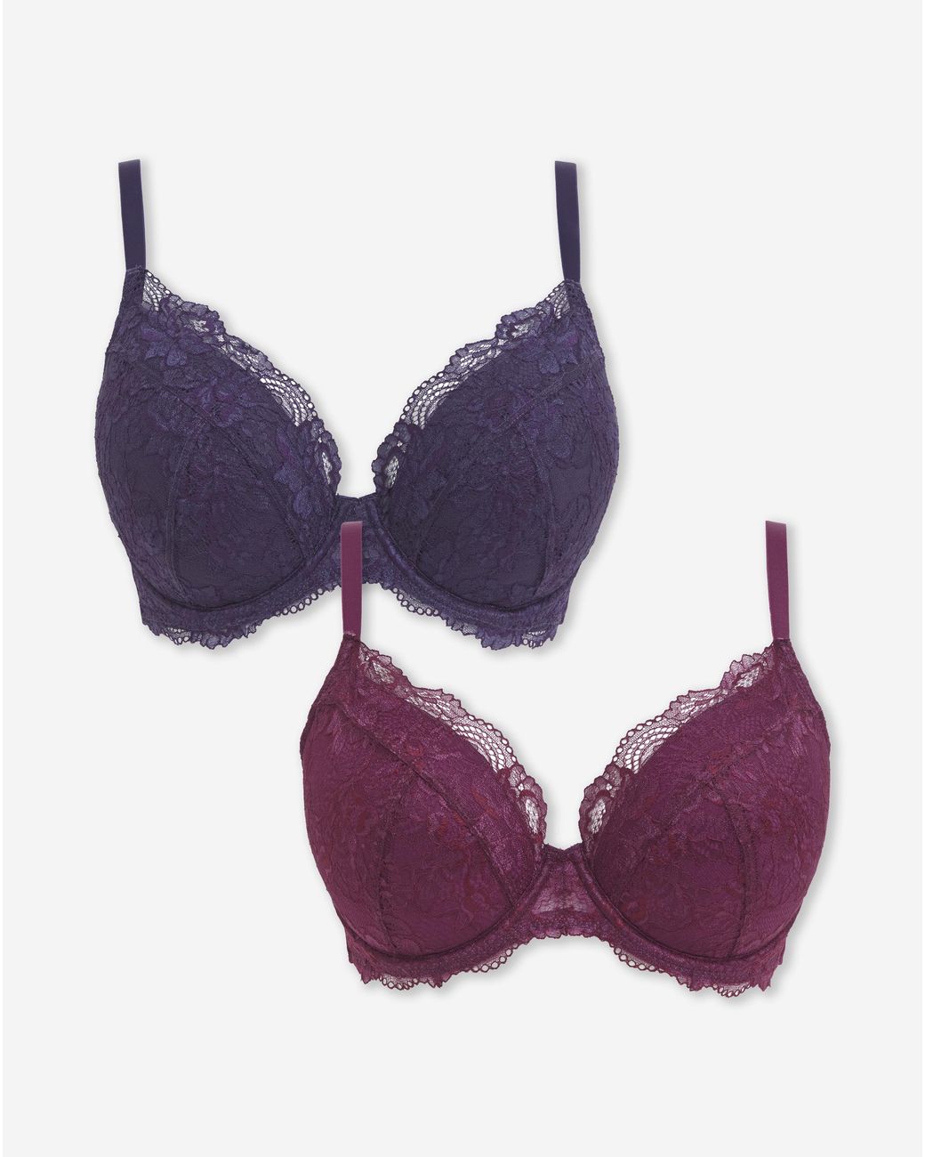Pretty Secrets Purple 2 Pack Ella Plunge Wired Bras