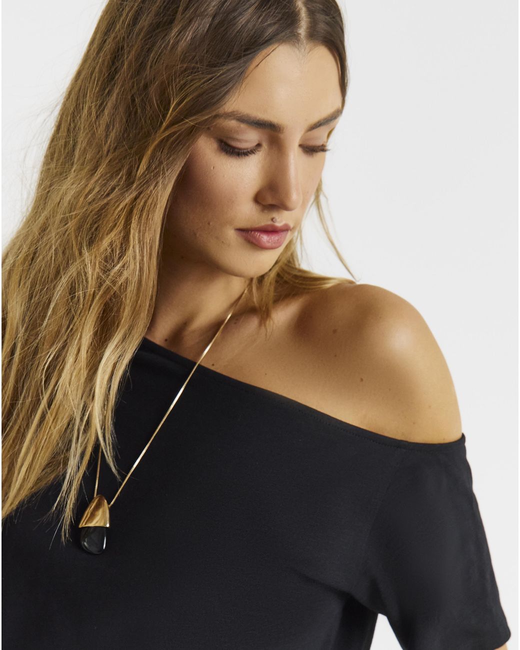 Simply Be Blue Slub Off The Shoulder Top
