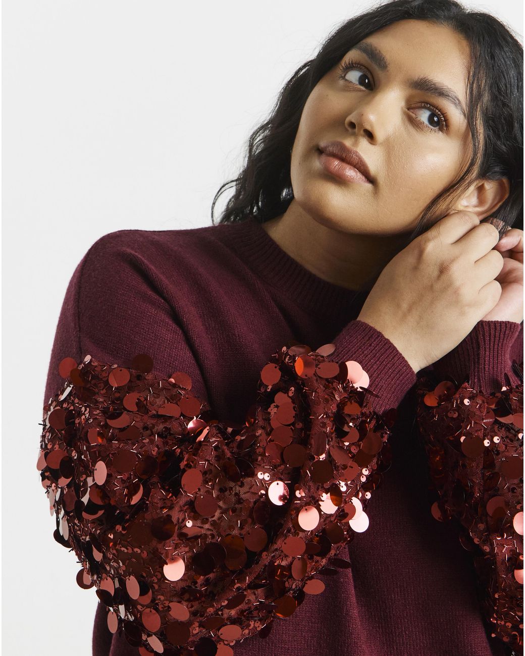 Lovedrobe Red Sequin Sleeve Jumper