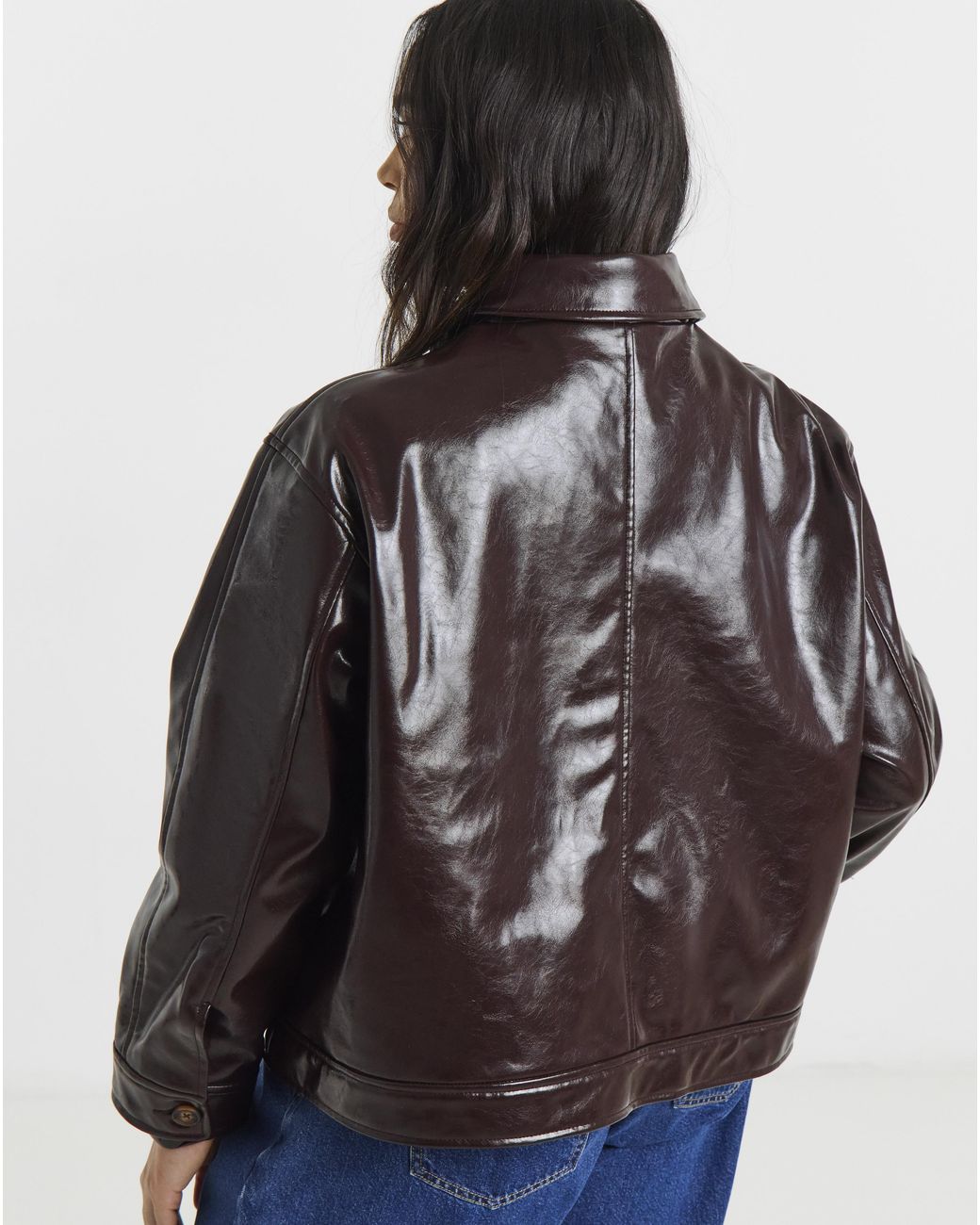 Simply Be Brown Lacquer Trucker Jacket