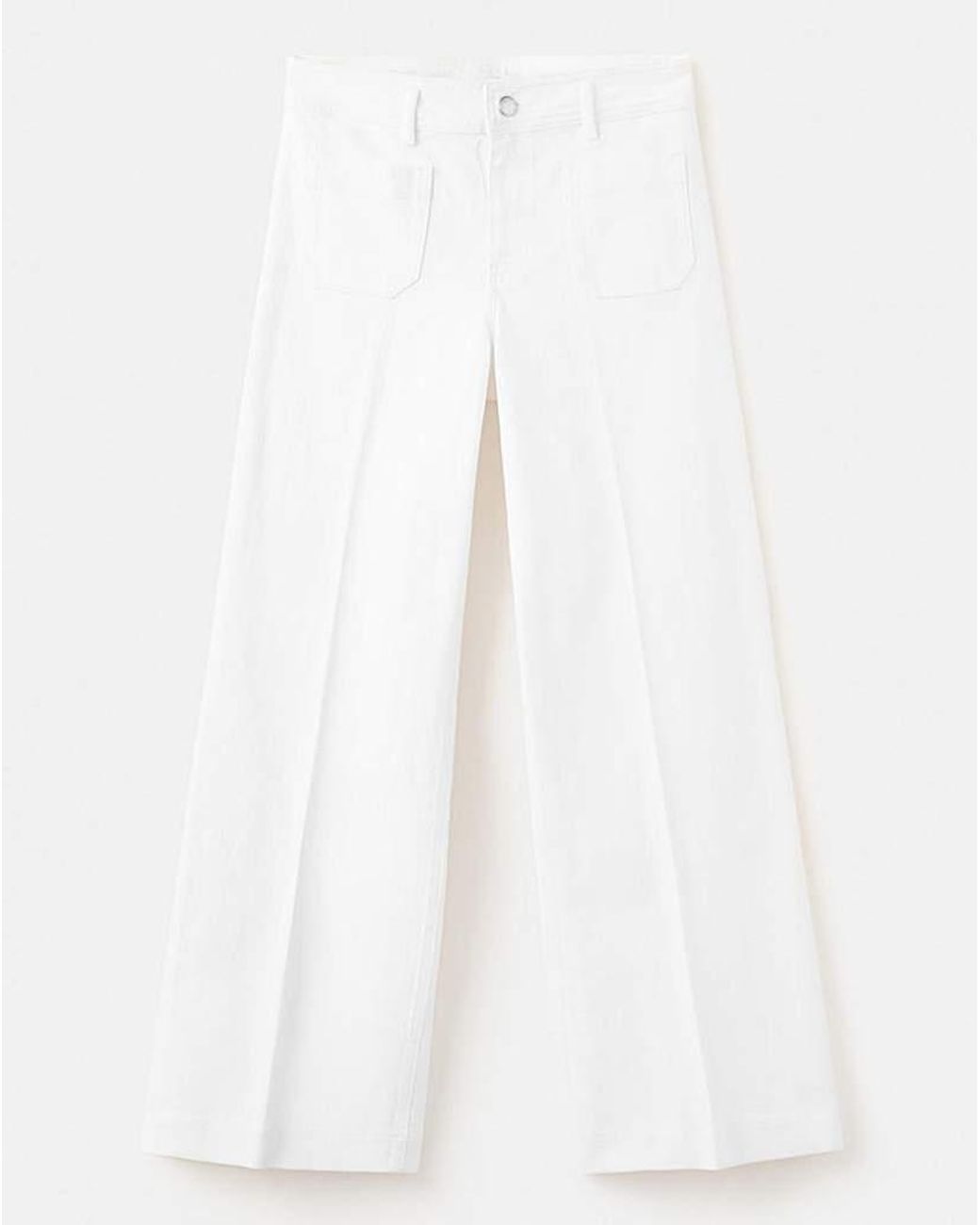 Mango White Jessie Wide Leg Jeans With Pockets