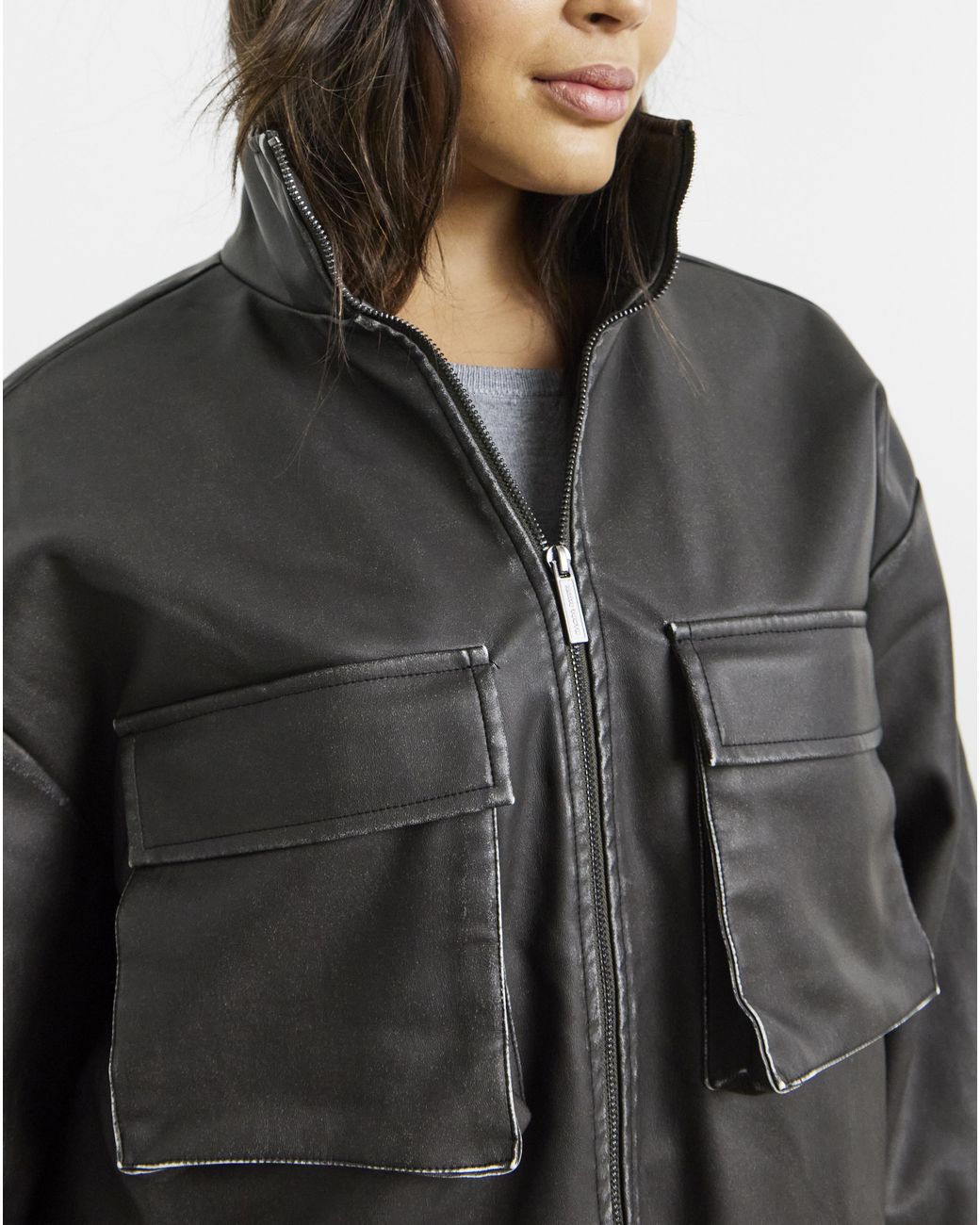 Native Youth Gray Washed Pu Bomber