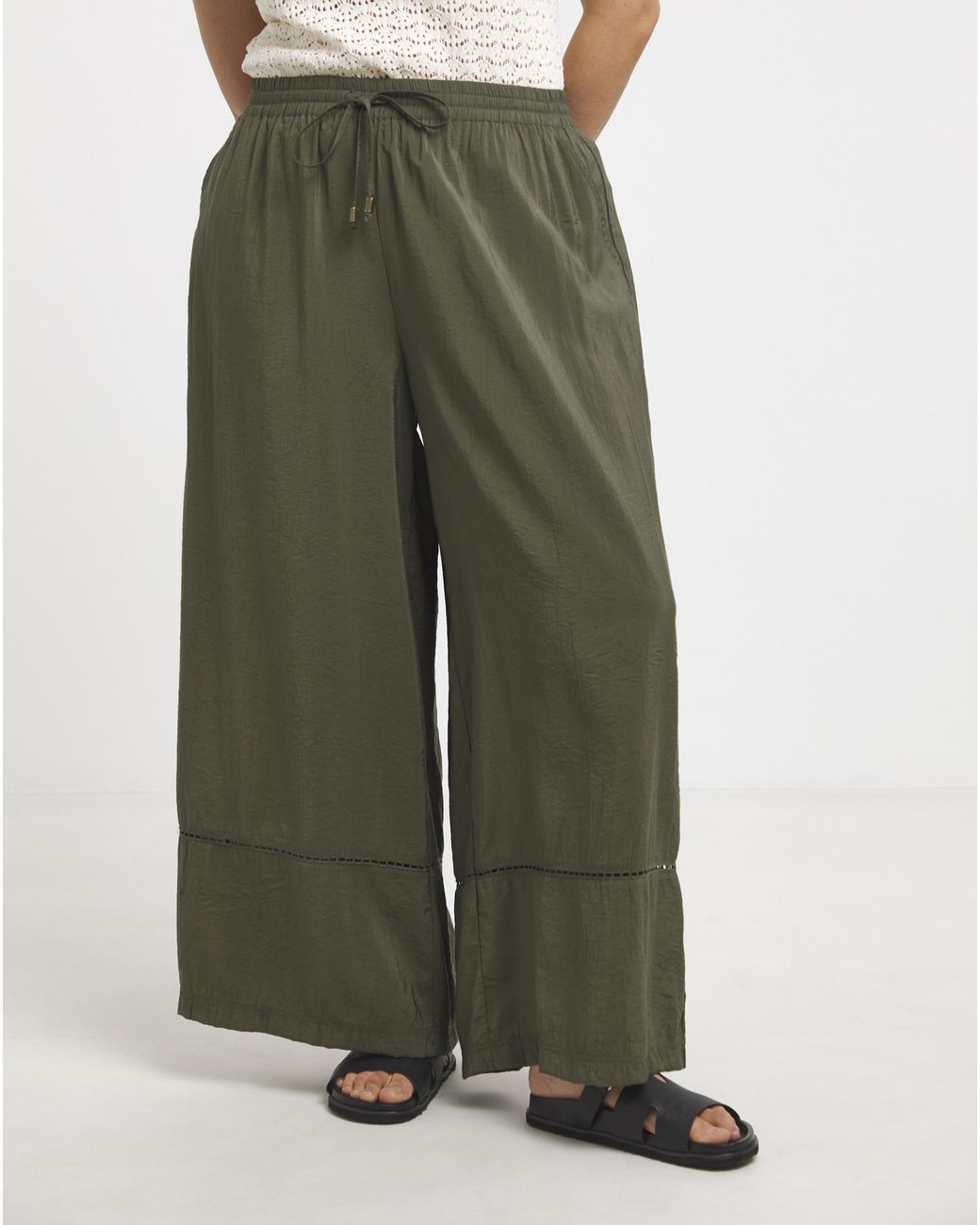 Simply Be Green Trim Detail Trousers