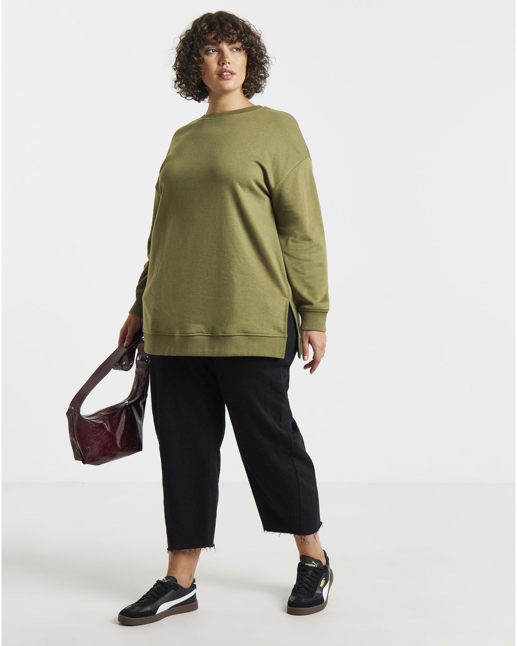 Simply Be Green Side Split Sweatshirt Tunic