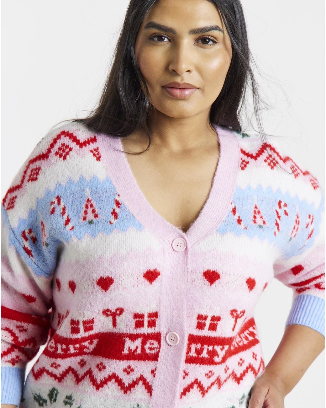 Simply Be Red Christmas Fair Isle Cardigan