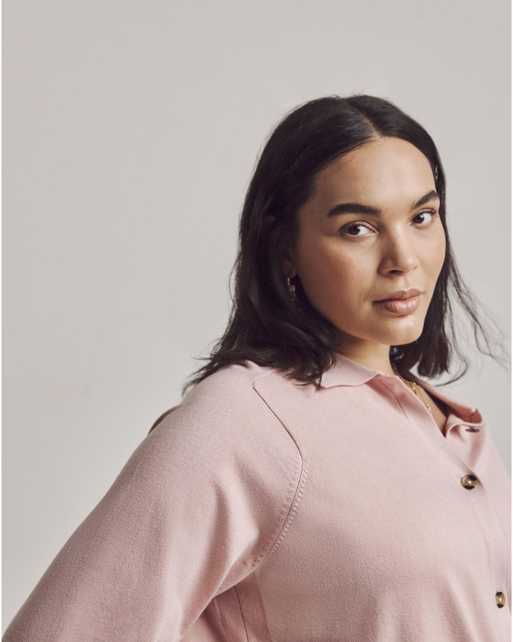 Julipa Natural Short Sleeve Collared Cardigan