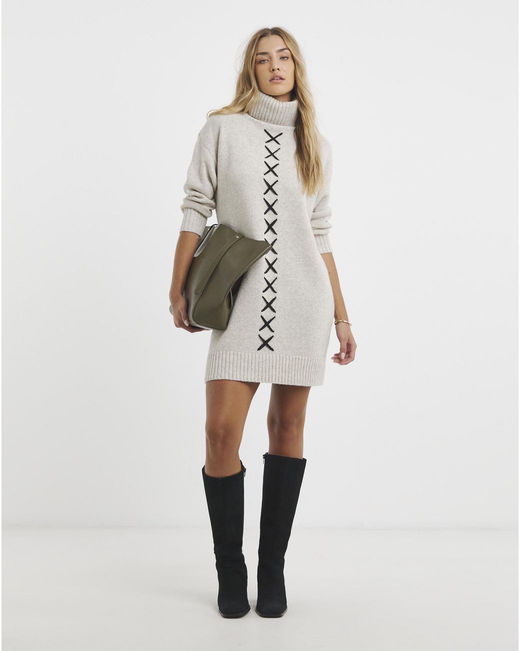Native Youth White Cross Stitch Dress