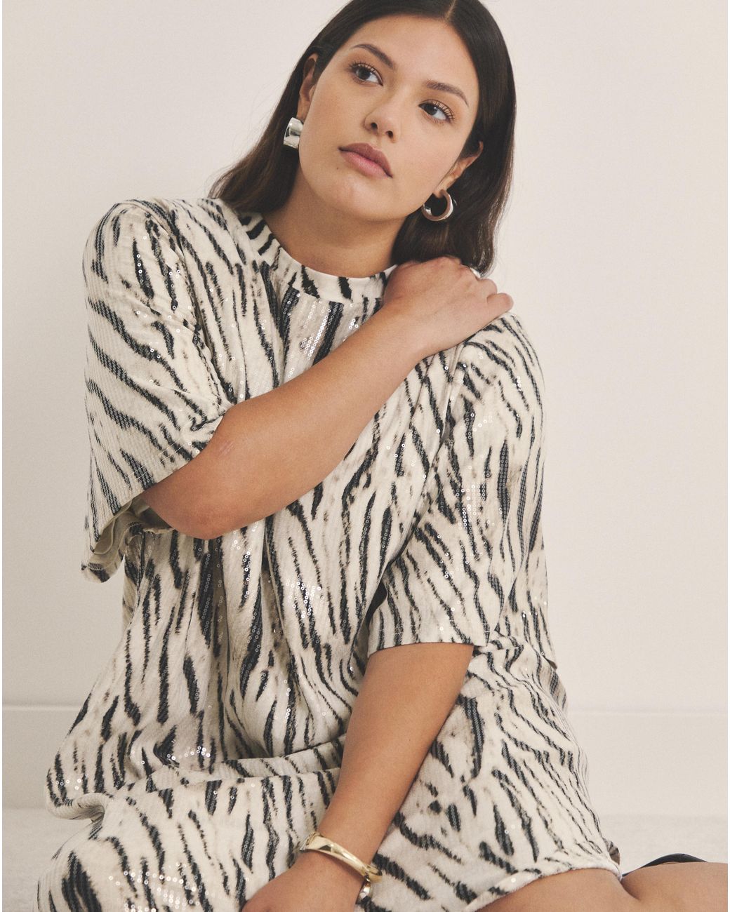 Simply Be Natural Sequin T-Shirt Dress