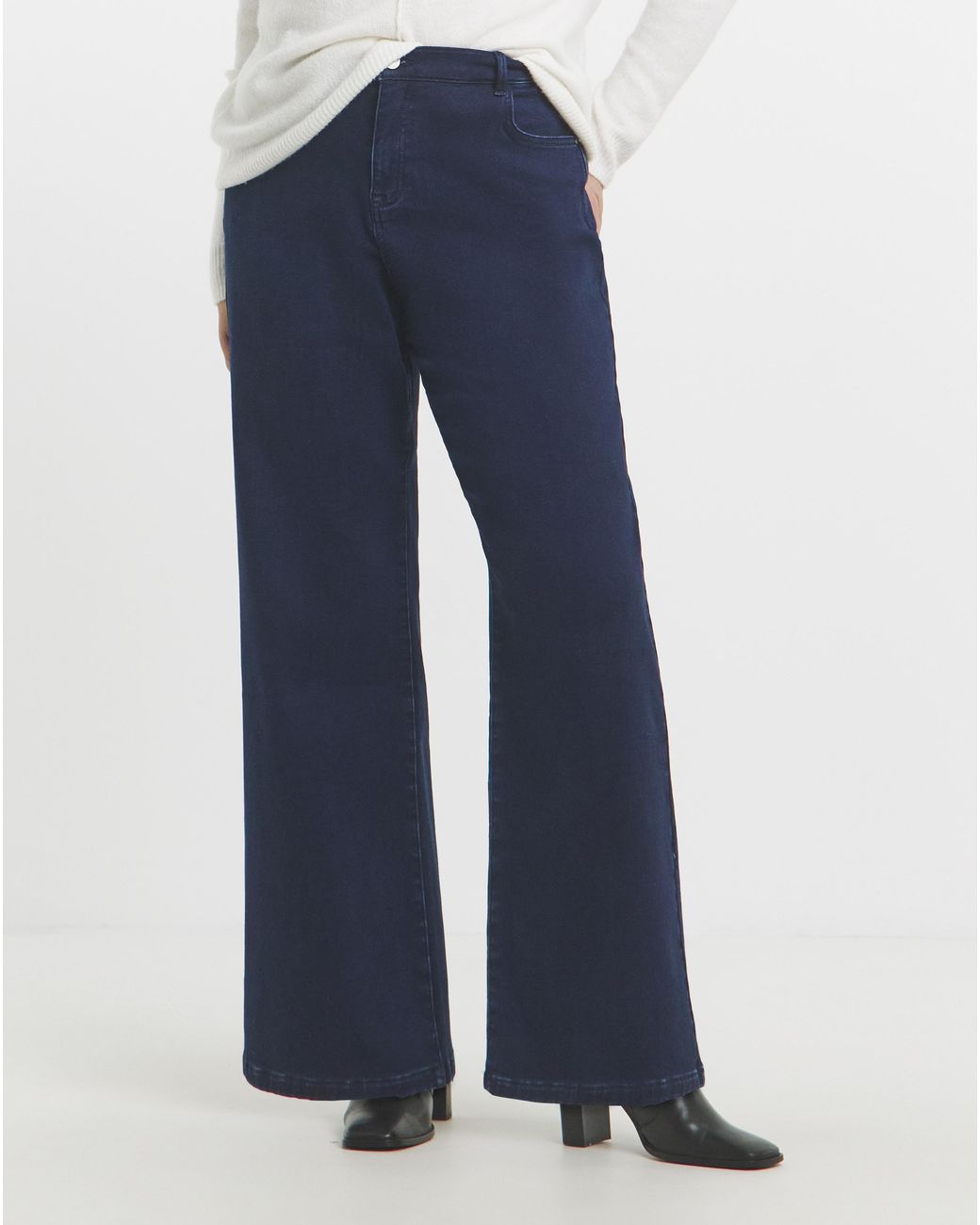 Simply Be Blue Fleece Lined Cosy Wide Leg Jeans