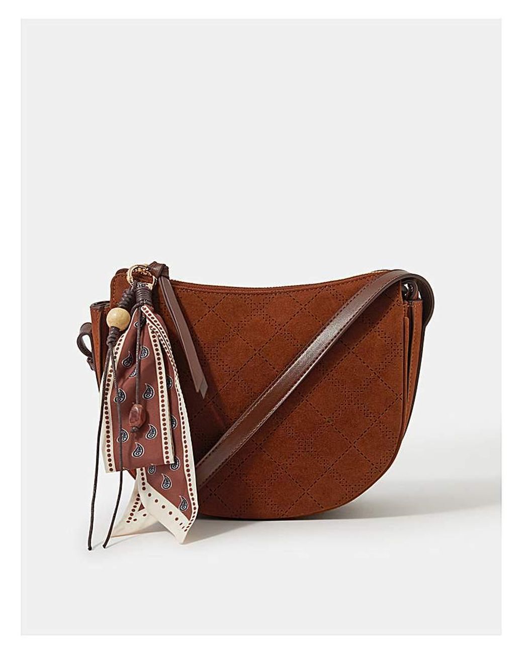 Accessorize Brown Suede Scarf Crossbody Bag