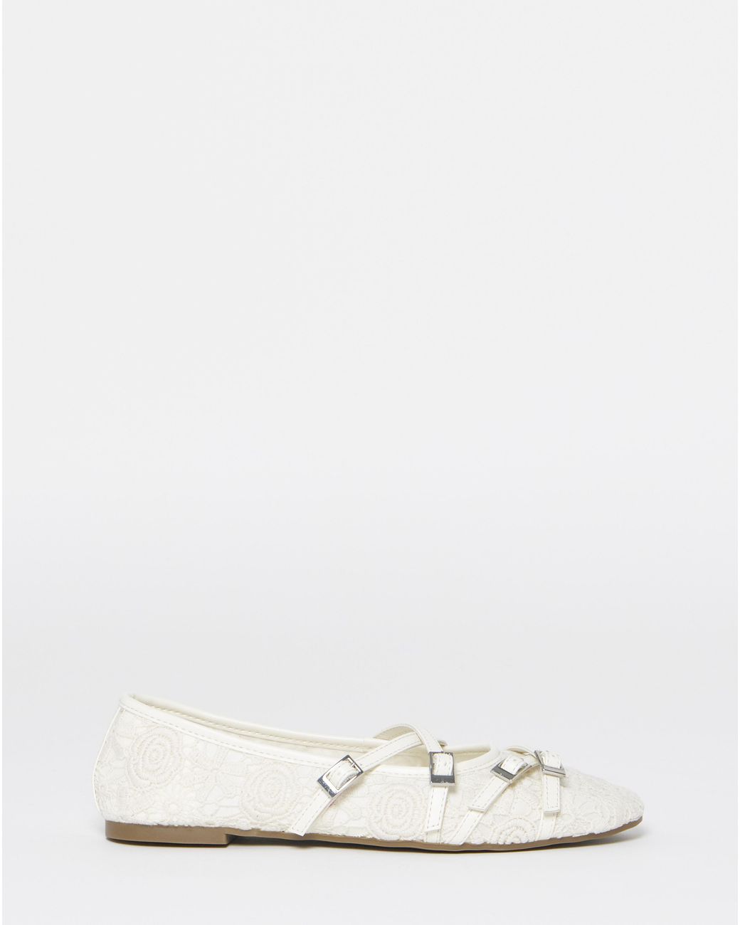 Simply Be Blue Multi Buckle Ballerinas Extra Wide Fit