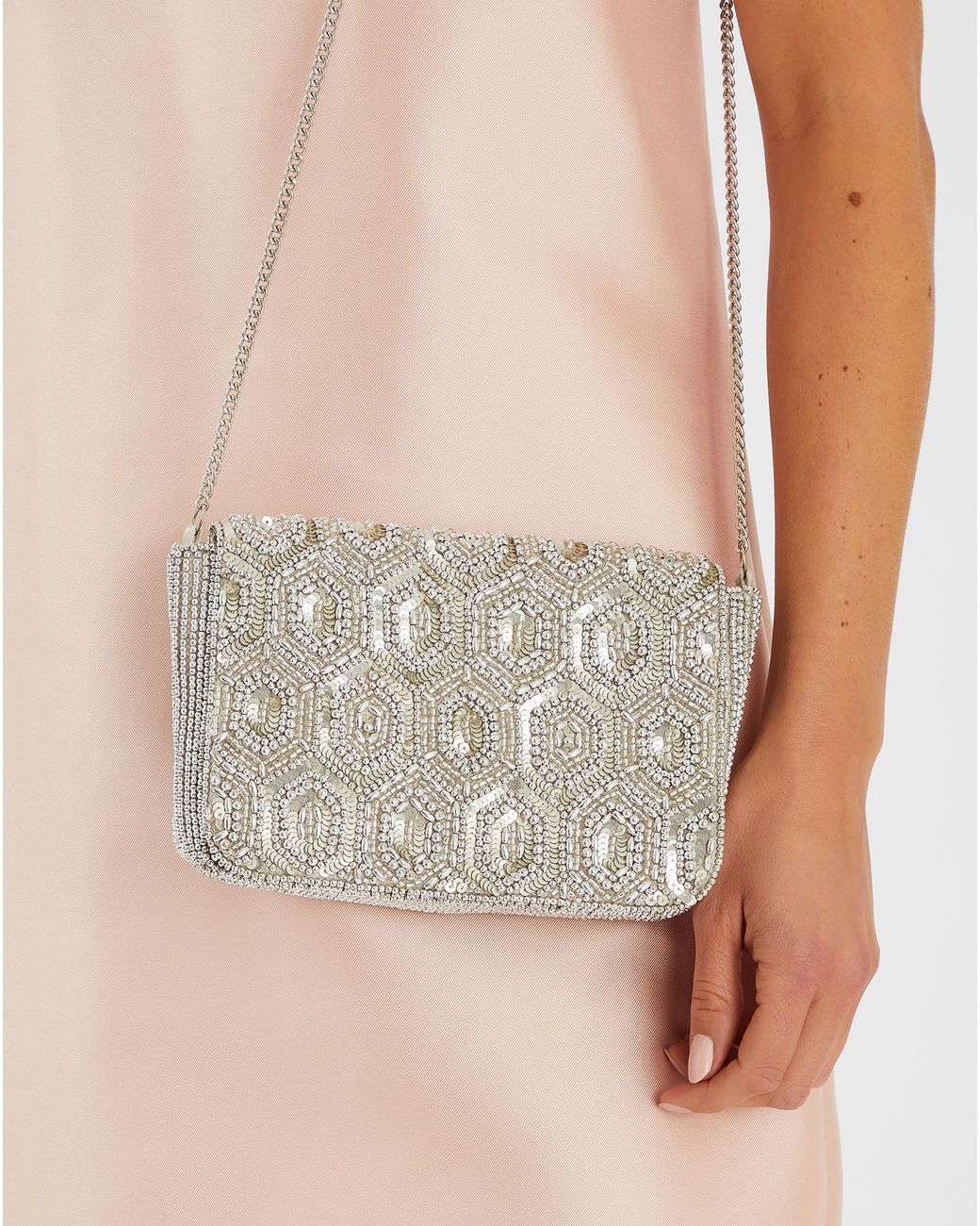 Accessorize Gray Fold Over Clutch Bag