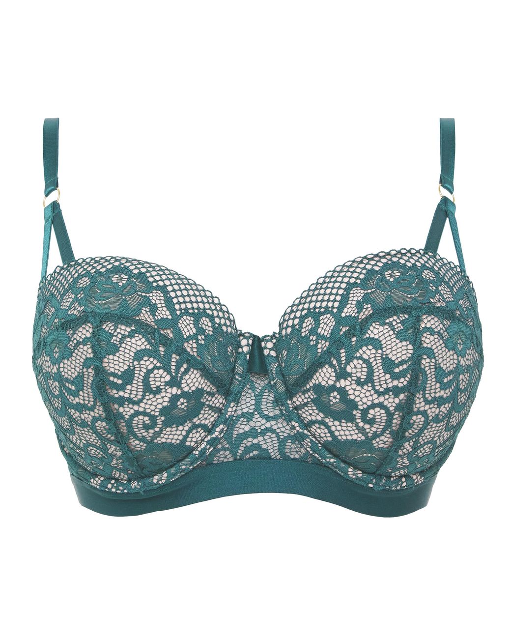Figleaves Blue Opal Lace Padded Balcony Bra