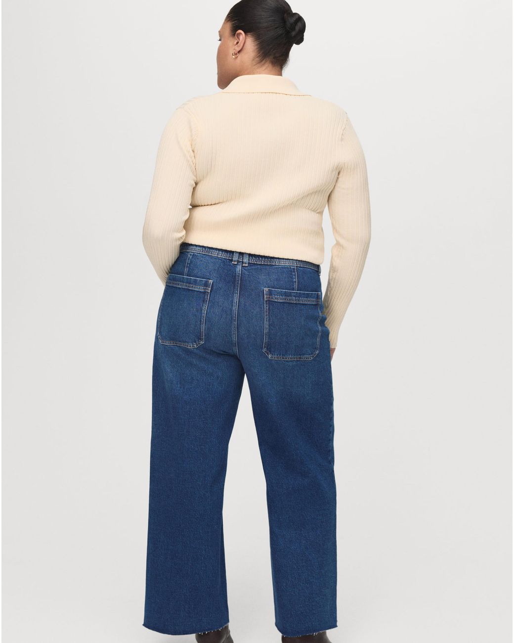 Mango Blue High Waisted Culotte Jean