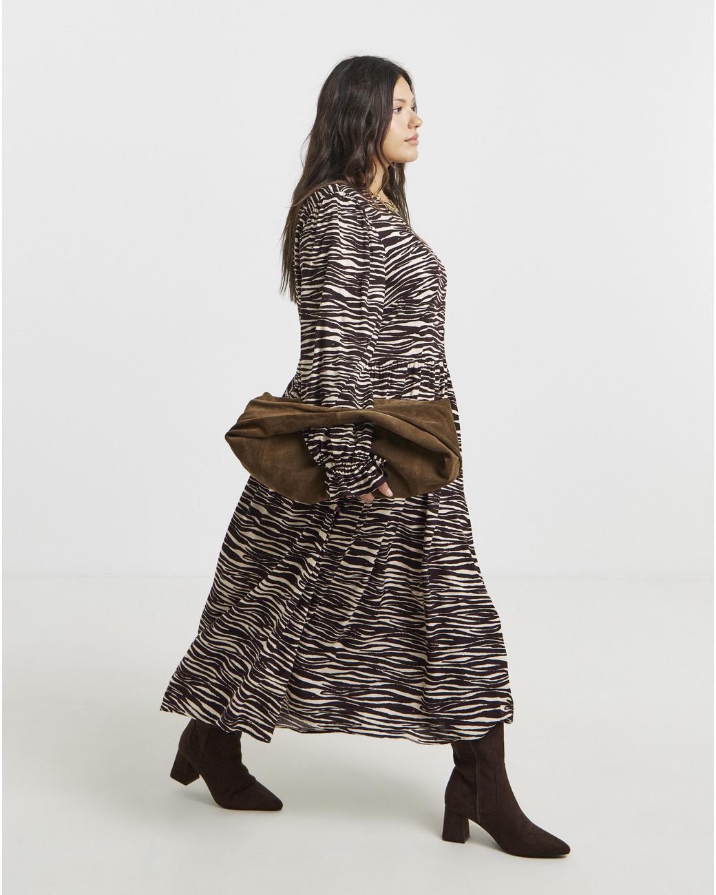 Simply Be White Print Viscose Pocket Midi Dress