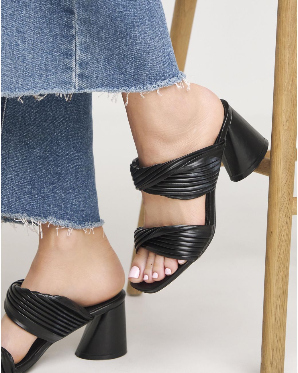 Simply Be Blue Twist Strap Mule Sandal Ex Wide
