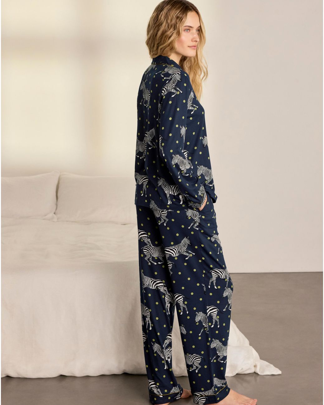 Chelsea Peers Blue Classic Long Button Up Set