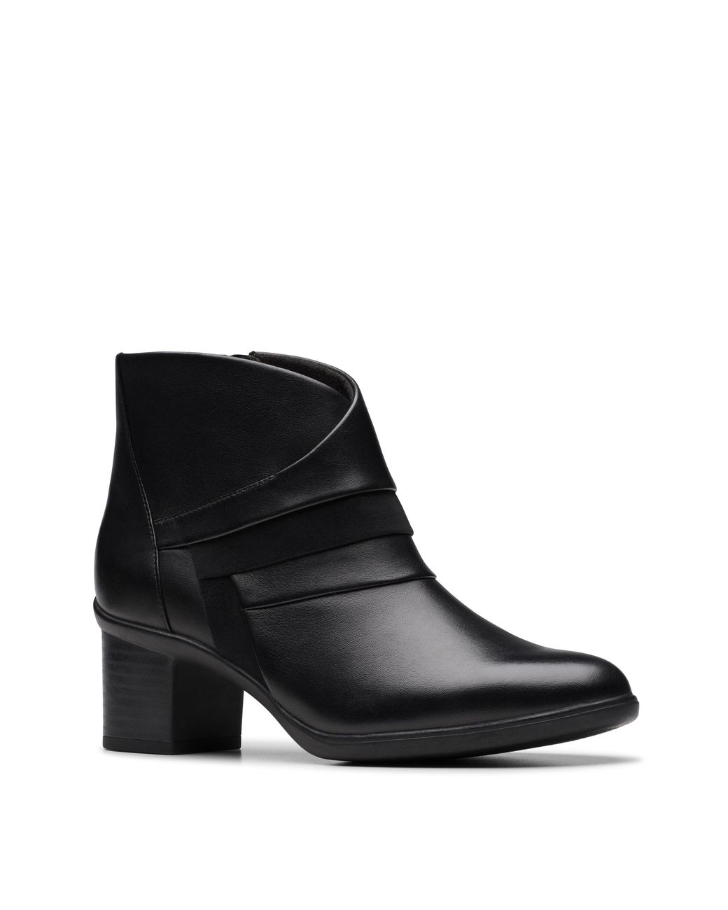 Clarks Black Heeled Ankle Boot Wide