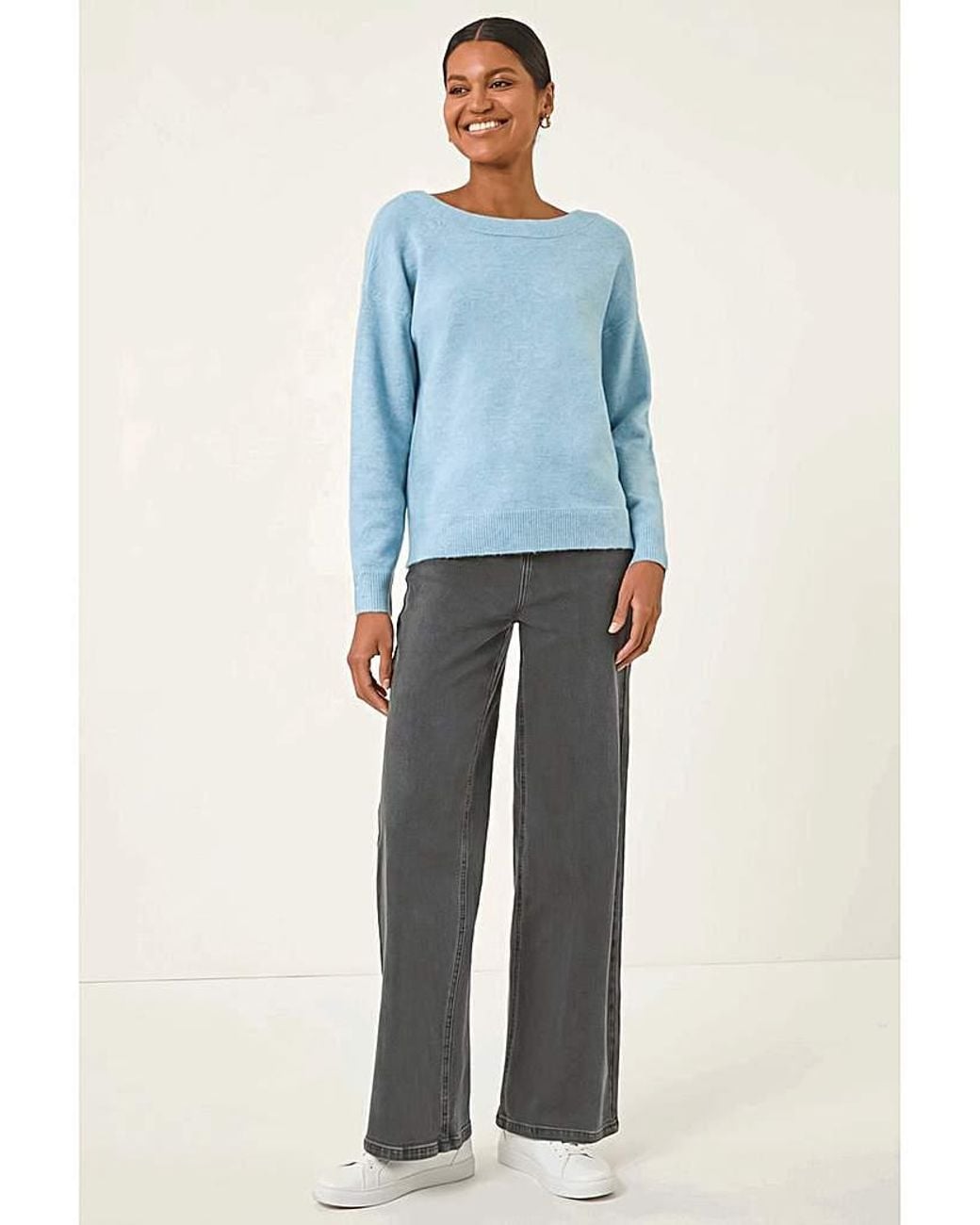 Roman Blue Roman Ribbon Bow Tie Back Jumper