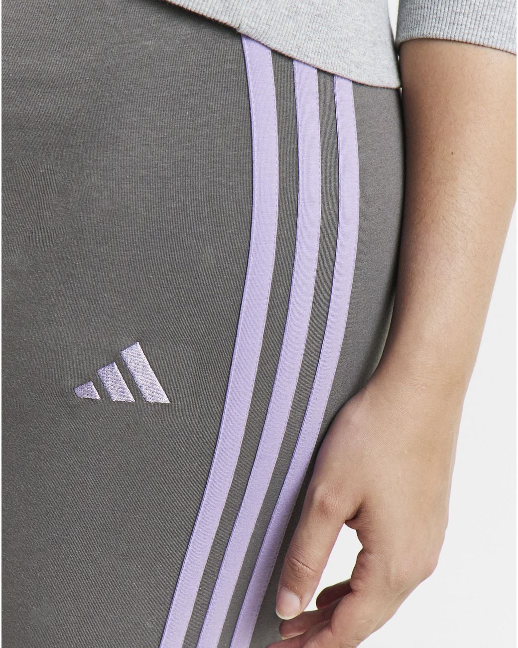 Adidas Gray Essentials 3-Stripes Leggings