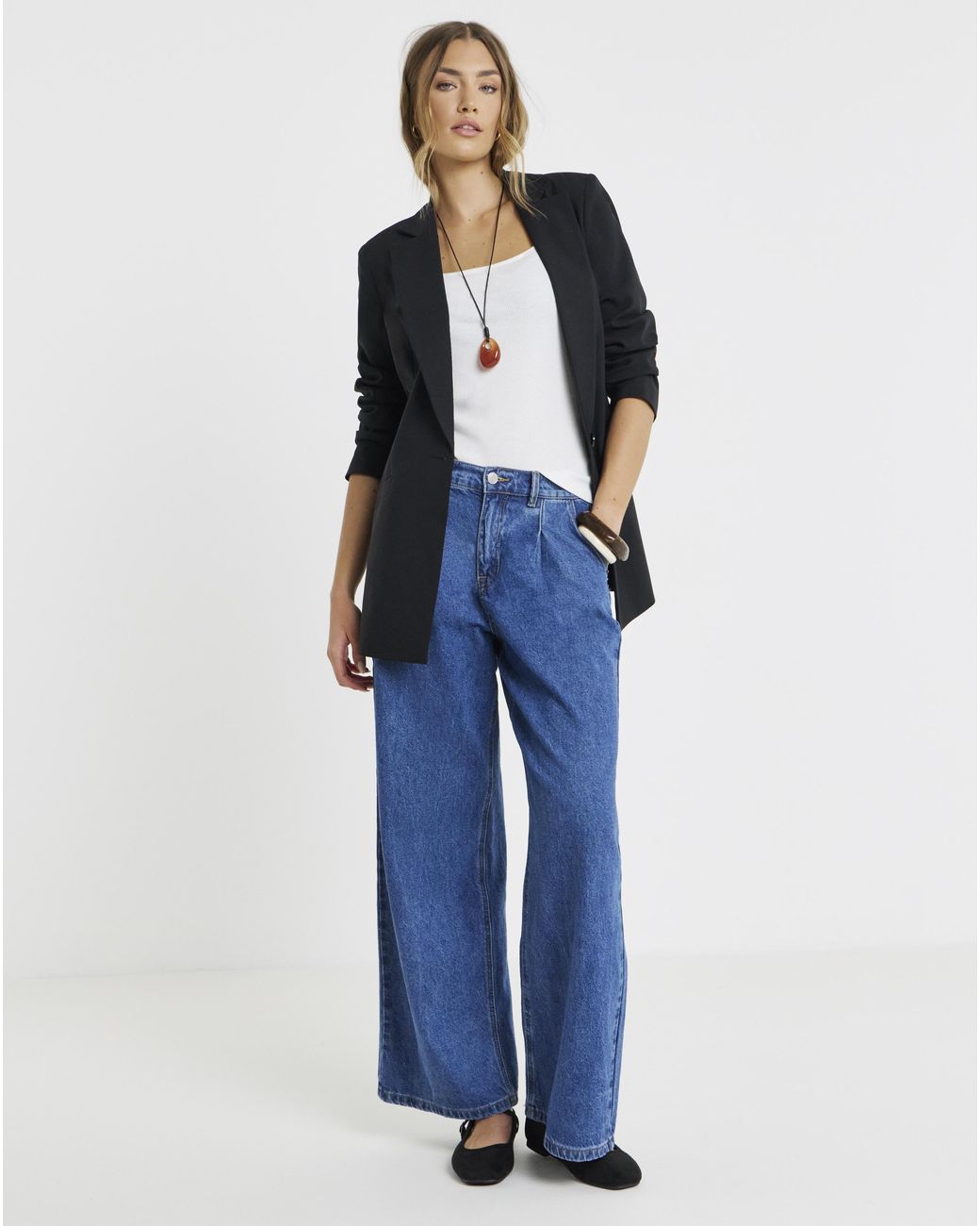 Simply Be Blue Single Breasted Blazer