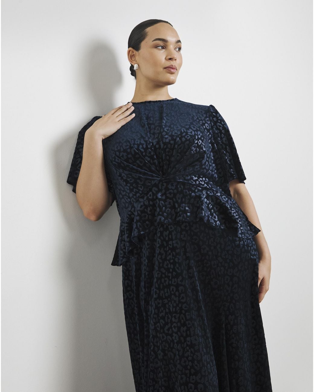 Joanna Hope Black Printed Ruffle Midi Dress