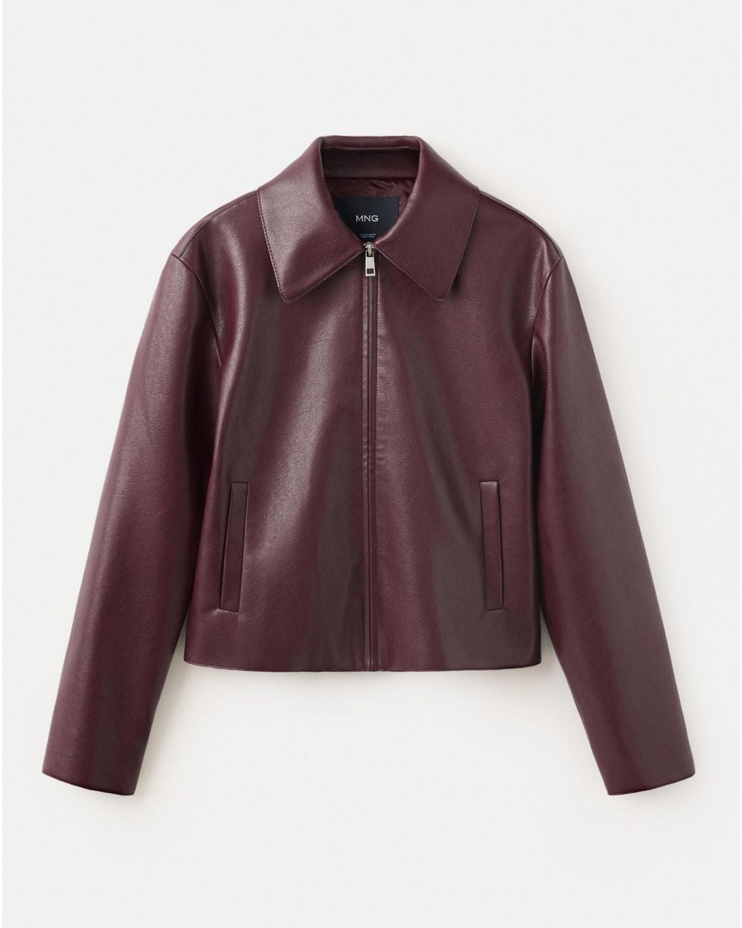 Mango Purple Faux Leather Zip-Up Jacket
