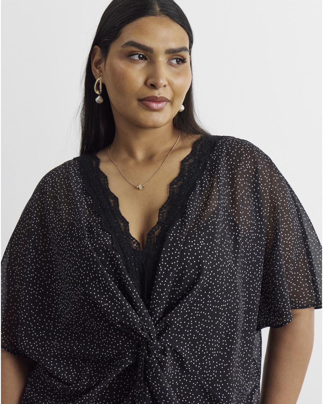 Joanna Hope Black Knot Front Blouse