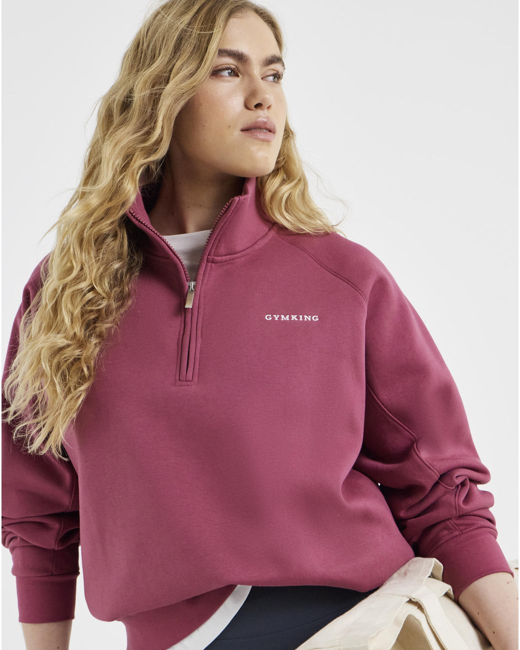 Gym King Pink 365 Raglan Sleeve Funnel Neck