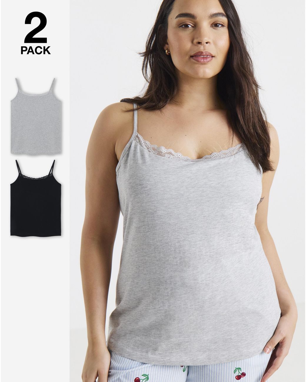 Pretty Secrets White 2 Pack Pj Sleep Vest Tops